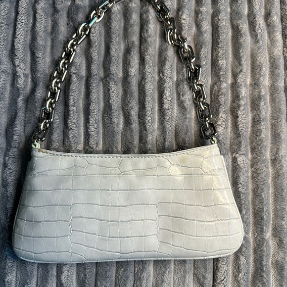 Zara Grey Croc pattern Silver Chain Shoulder Hand Bag - Picture 2 of 7